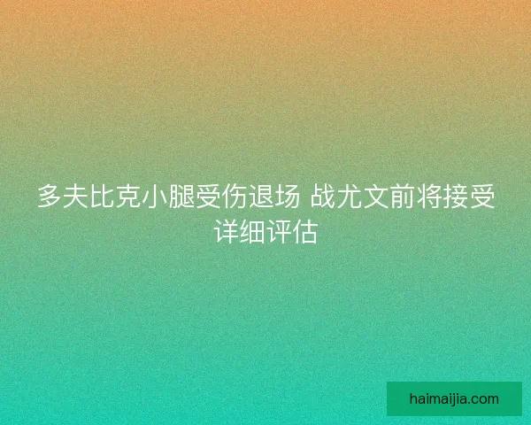 多夫比克小腿受伤退场 战尤文前将接受详细评估