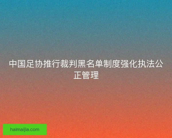 中国足协推行裁判黑名单制度强化执法公正管理